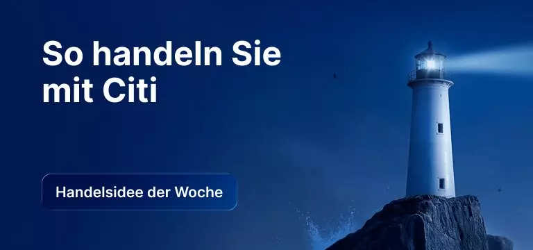 Grafik zur Handelsidee der Woche: So handeln Sie mit Citi, mit Leuchtturm-Motiv im Hintergrund.