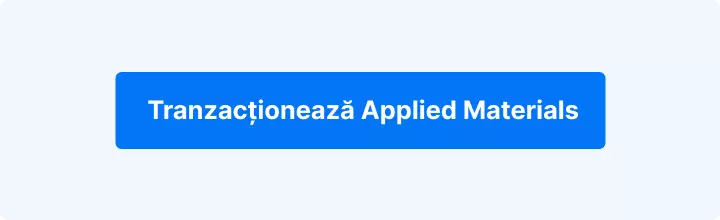 Fundal albastru cu text alb: „Tranzacționează Applied Materials”.