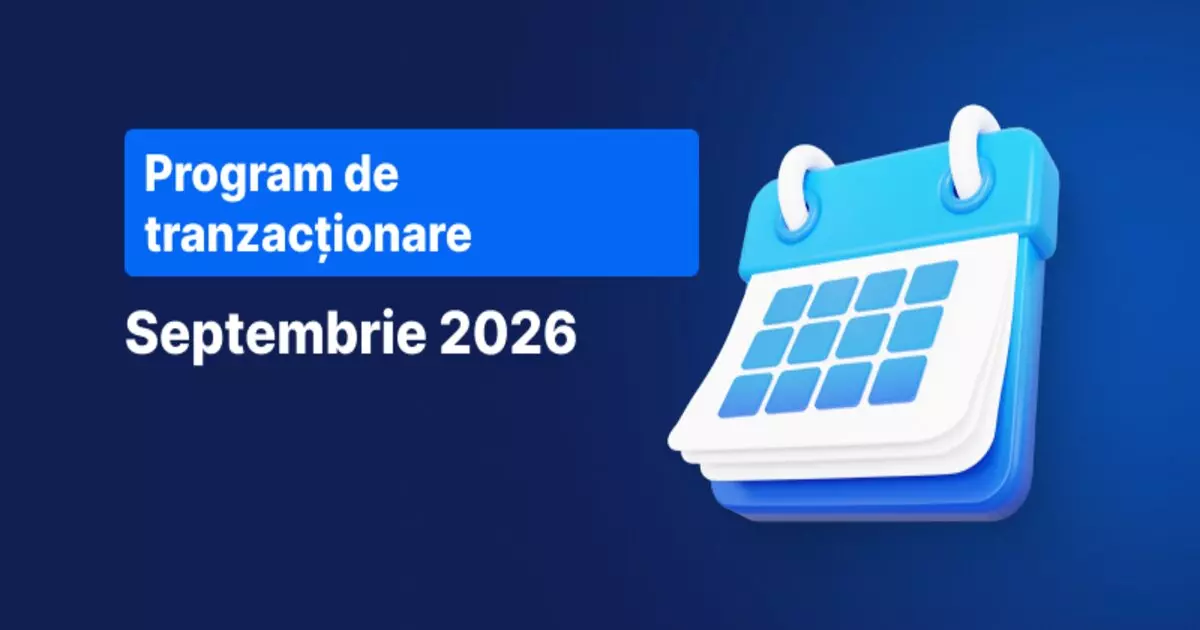 Banner cu programul de tranzacționare pentru septembrie 2026 la Admirals și o pictogramă de calendar.