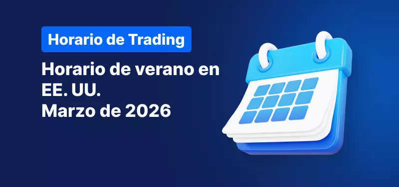 Calendario sobre un fondo azul, texto blanco que dice "US Daylight Saving Marzo 2026".