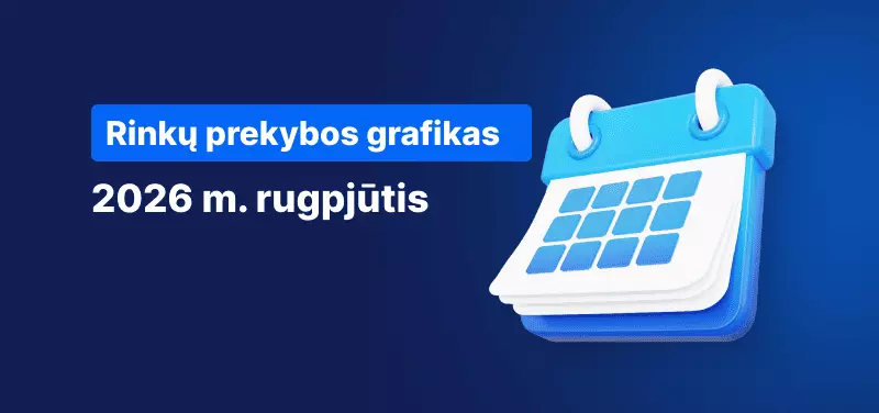 Kalendorius su tekstu „Prekybos valandų tvarkaraštis 2026 m. rugpjūčio mėn.“.