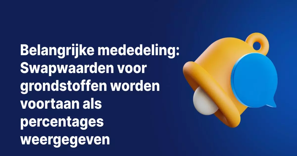 Belangrijke mededeling over de overstap van pips naar percentages bij de weergave van swapwaarden voor grondstoffen
