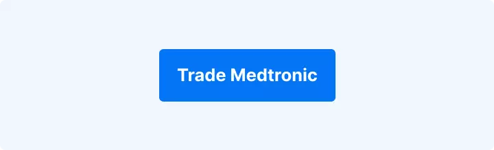 Lichtblauwe achtergrond met witte tekst: "Trade Medtronic"