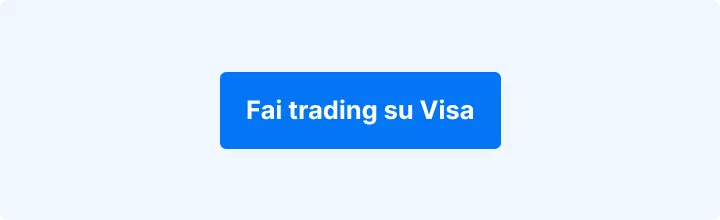 Sfondo azzurro con la scritta in bianco: "Fai trading su Visa".