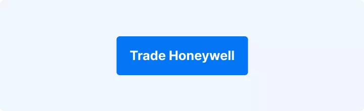 Lichtblauwe achtergrond met witte tekst: "Trade Honeywell"