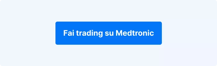 Sfondo azzurro con la scritta in bianco: "Fai trading su Medtronic".