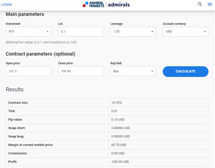 „Admirals“ prekiautojo skaičiuotuvas