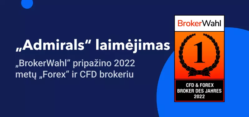 „BrokerWahl“ pripažino „Admirals“ 2022 metų „Forex“ ir CFD brokeriu
