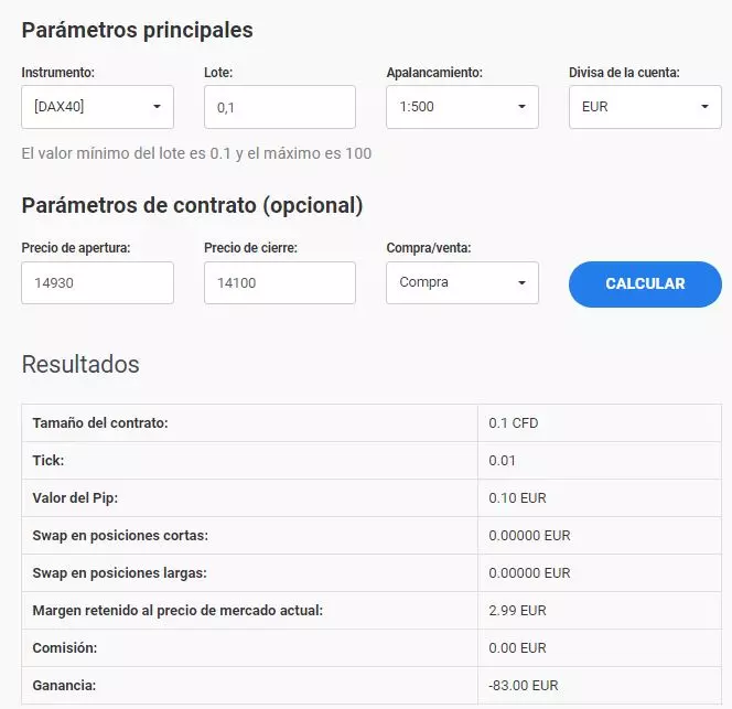 Calculadora trading