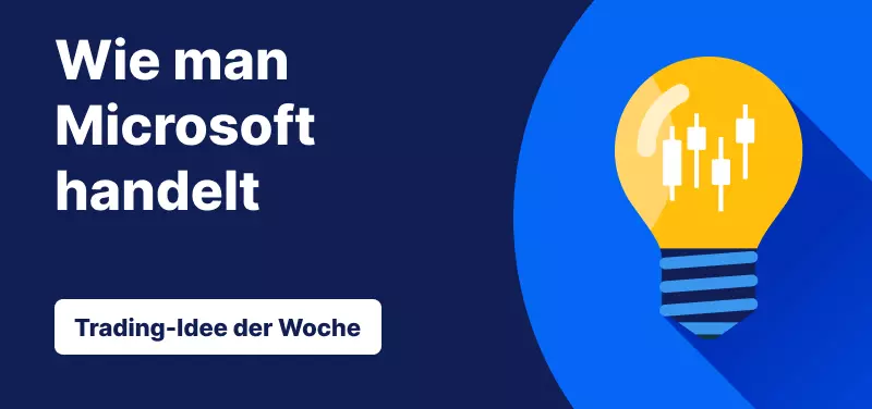 Glühbirne mit weißem Text: "Wie man Microsoft handelt".