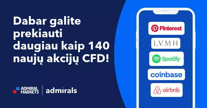 Daugiau kaip 140 naujų akcijų CFD su „Admirals“