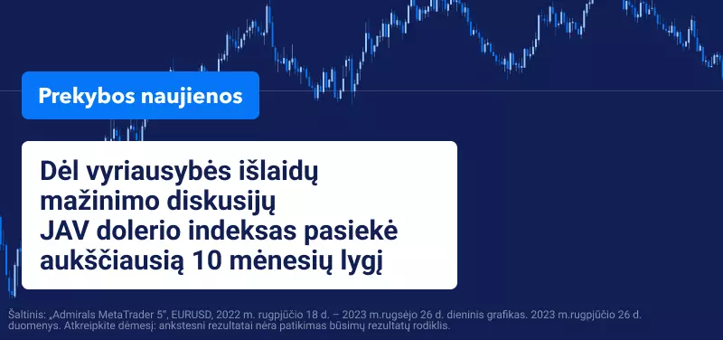 Dėl vyriausybės išlaidų mažinimo diskusijų JAV dolerio indeksas pasiekė 10 mėnesių aukščiausią lygį