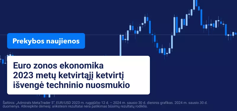 Euro zonos ekonomika 2023 metų ketvirtąjį ketvirtį išvengė techninio nuosmukio