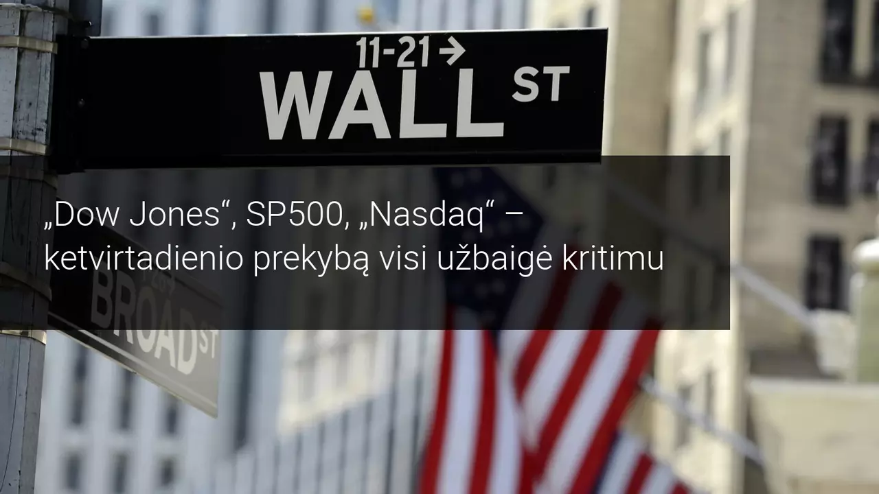 Augantis JAV paraiškų dėl bedarbio pašalpos skaičius, stumia žemyn Volstritą