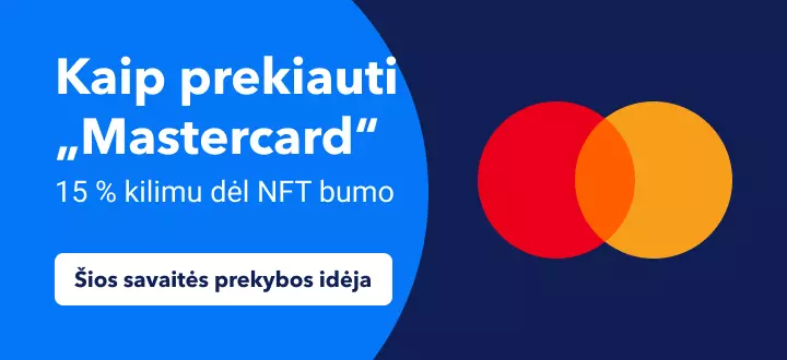 Kaip prekiauti „Mastercard“ 15 % augimu dėl NFT bumo