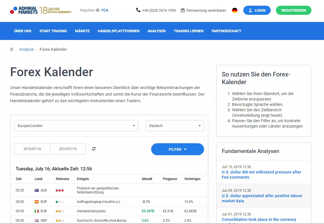 Admiral Markets Forex Kalender