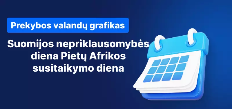 prekybos grafikas gruodžio 6 ir 16 d.