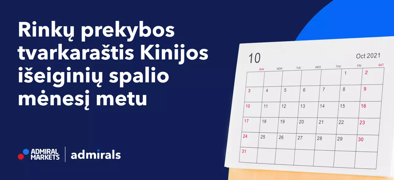 Rinkų prekybos tvarkaraštis per spalio mėnesio Kinijos išeigines 