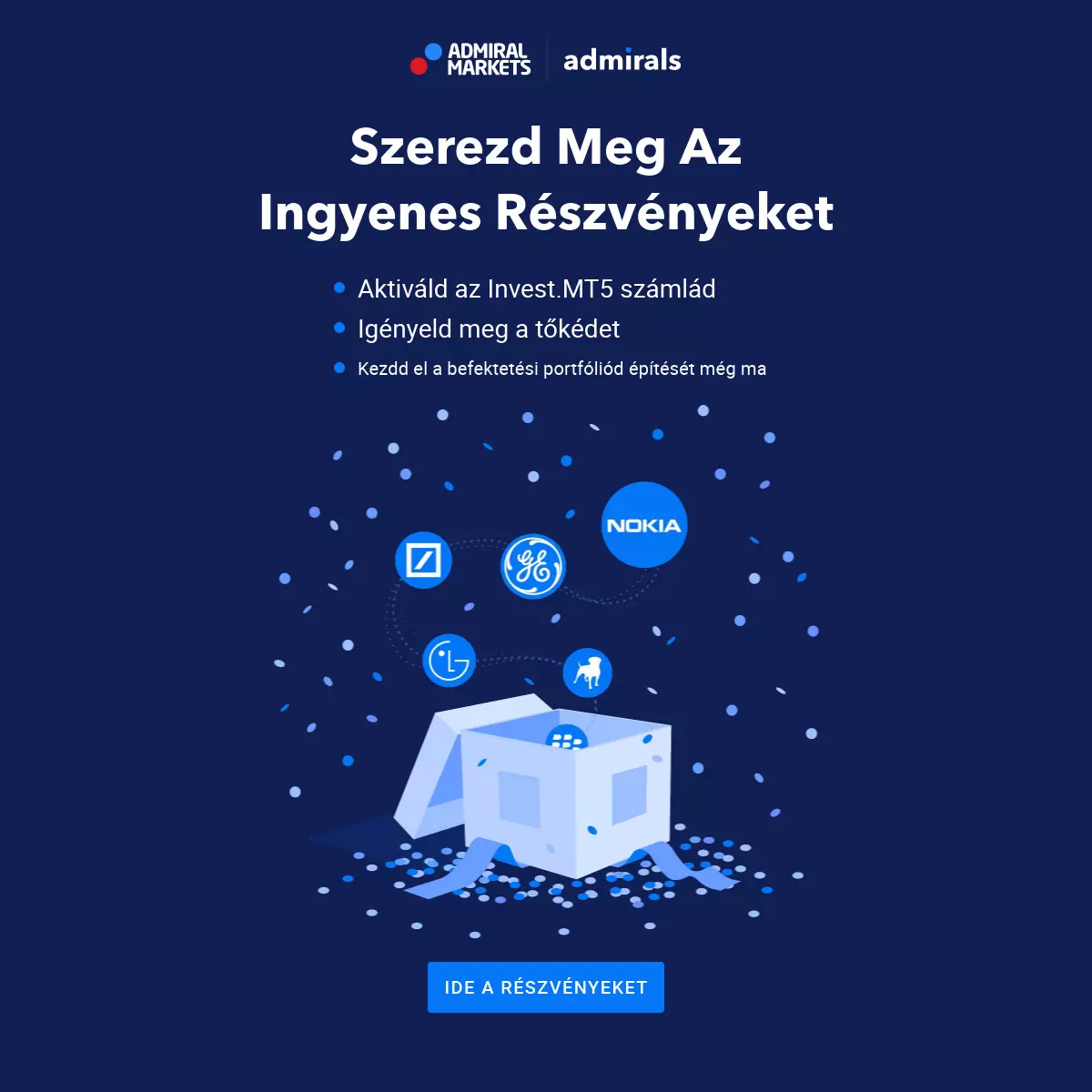 Szerezz kezdőtőkét azáltal, hogy ingyen részvényeket kapsz az Admirals-tól!