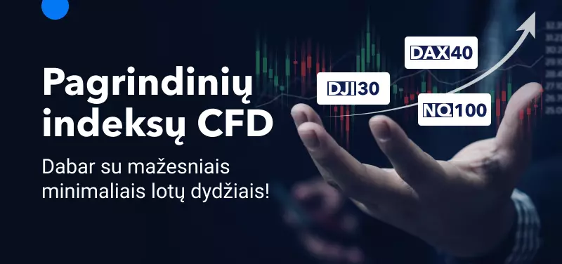 Mažesni minimalūs pagrindinių indeksų CFD sandorių dydžiai 