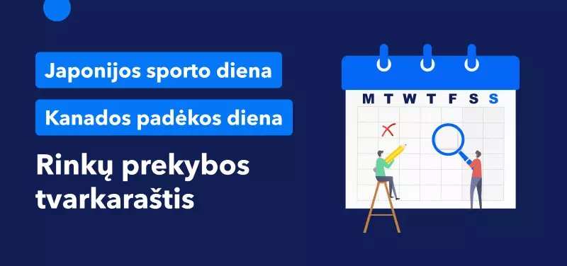 Rinkų prekybos tvarkaraštis per Padėkos dieną (Kanadoje) ir Nacionalinę sporto dieną (Japonijoje)