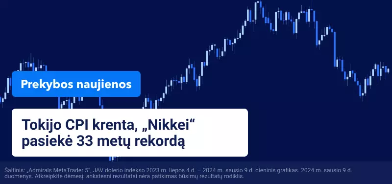 Tokijo CPI krenta, „Nikkei“ pasiekė 33 metų rekordą 