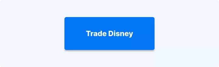 Blauwe knop met de tekst "Trade Disney".