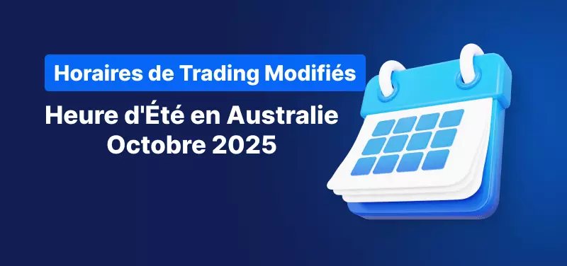 Calendrier sur fond bleu, texte blanc indiquant "Australia Daylight Saving October 2025".