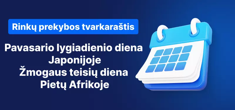 Rinkų prekybos tvarkaraštis – Pavasario lygiadienio diena Japonijoje – Žmogaus teisių diena Pietų Afrikoje