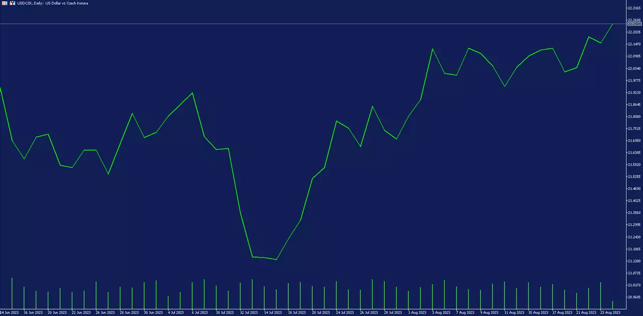 USD_CZK_paevagraafik