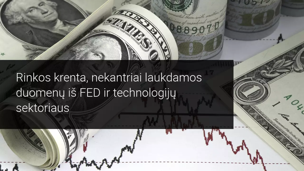 Rinkos vėl atsidaro raudonai, laukdamos FED ir technologijų bendrovių rezultatų