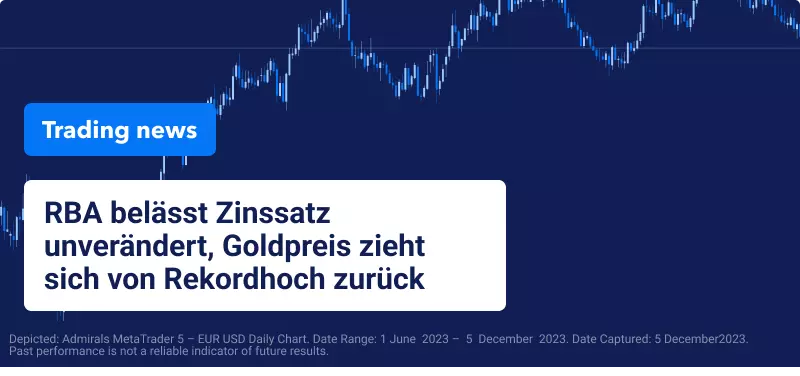 RBA belässt Zinssatz unverändert, Goldpreis zieht sich von Rekordhoch zurück