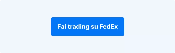 Sfondo azzurro con la scritta in bianco:"Fai trading su FedEx".