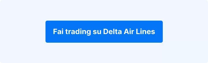 Sfondo azzurro con la scritta in bianco: "Fai trading su Delta Air Lines".  