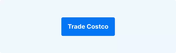 Lichtblauwe achtergrond met witte tekst: "Trade Costco."