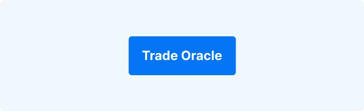 Blauwe achtergrond met witte tekst "Trade Oracle".