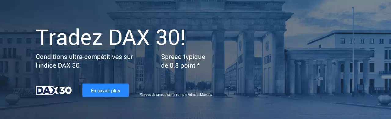 Trader l'indice européen DAX30 avec un spread de seulement 0.8 point !