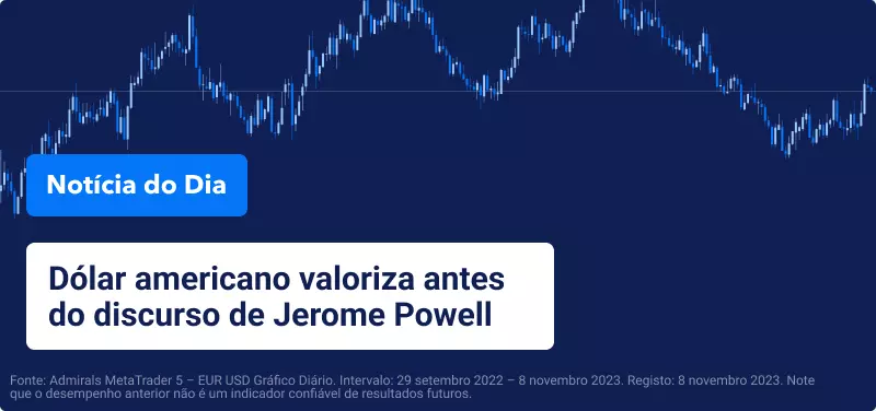 Dólar valoriza antes do discurso de Jerome Powell
