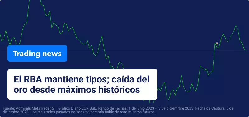 El RBA mantiene tipos; el oro cae desde máximos históricos