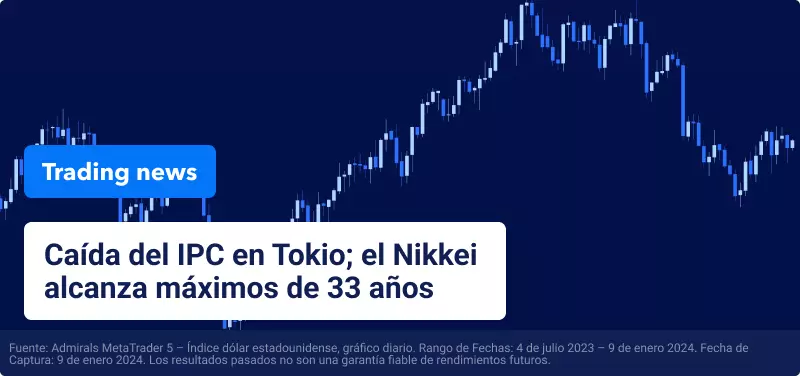 Cae el IPC en Tokio y el Nikkei alcanza máximos de 33 años
