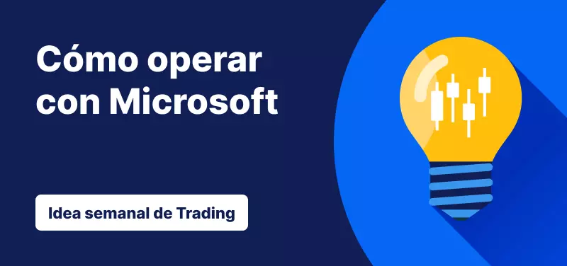 Bombilla con texto en blanco que dice: «Cómo operar con Microsoft».