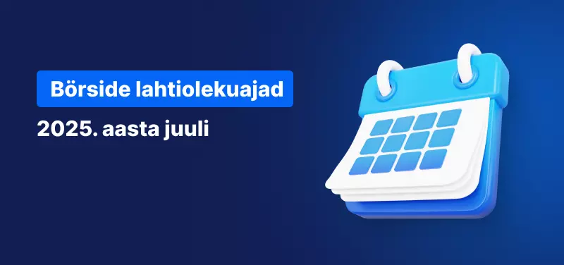 tekst "Börside lahtiolekuajad" ja "2025. aasta juuni" kalendri pildi kõrval