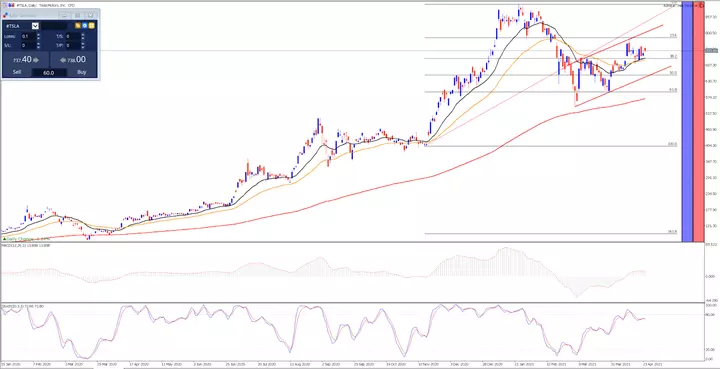 Tesla Tageschart aus dem MetaTrader 5