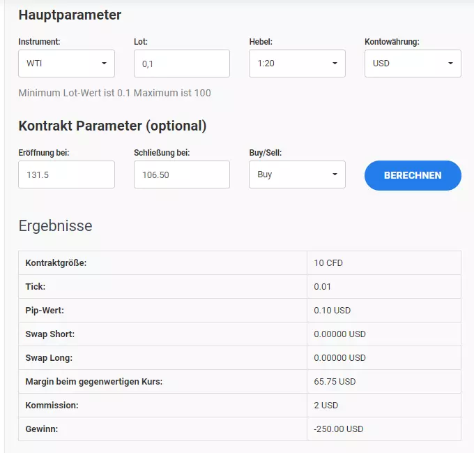 Admirals Handelsrechner