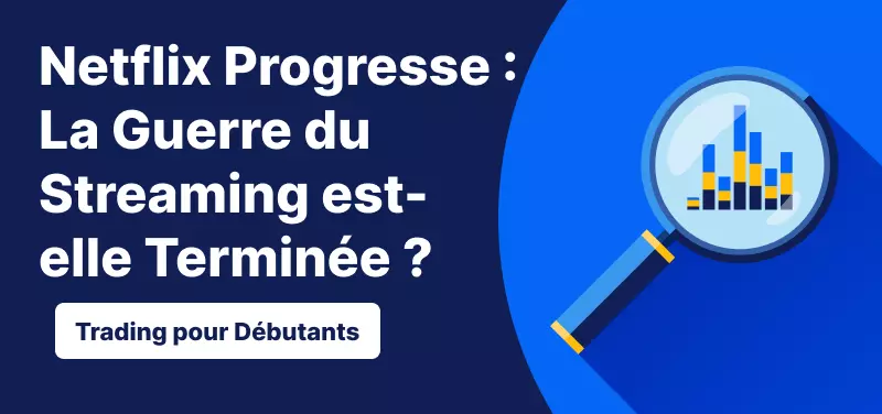Loupe devant un graphique, avec le titre de l'article, sur fond bleu