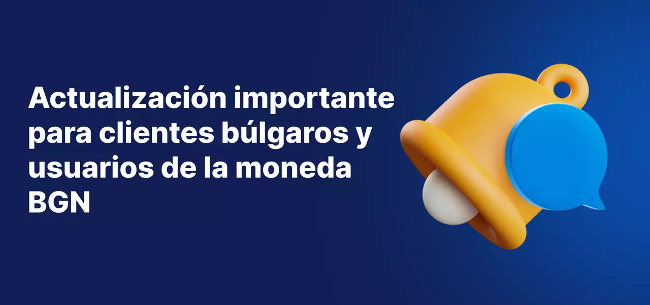 Un banner azul con un icono de campana de notificación amarilla y el titular: