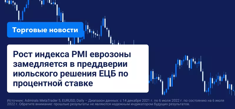 Рост индекса PMI еврозоны замедляется в преддверии июльского решения ЕЦБ по процентной ставке