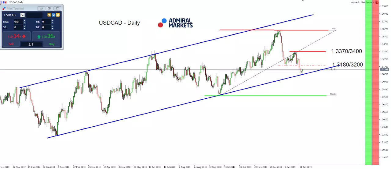 USD/CAD daily chart movement