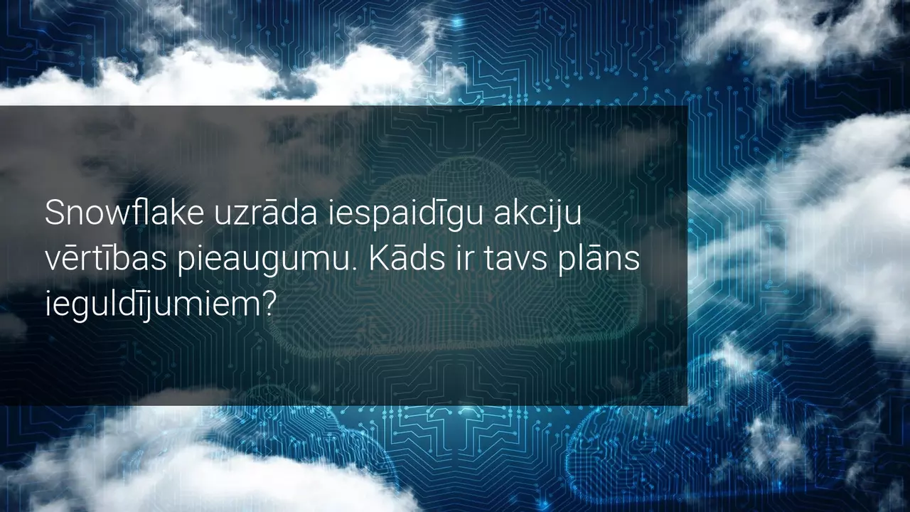 Pirmajā tirdzniecības dienā Snowflake akciju vērtībai pieaugums par vairāk kā 100%