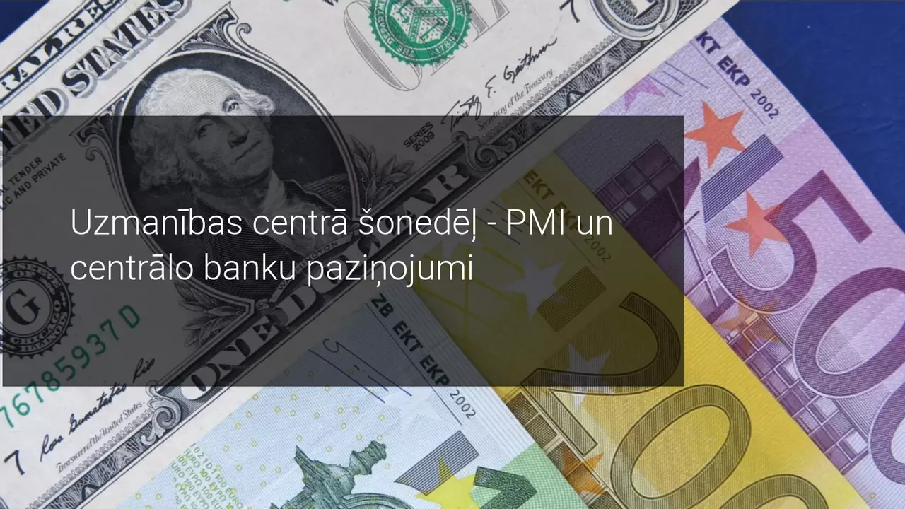 Tirgus pārskats: šonedēļ uzmanība centrālajām bankām un PMI rezultātiem